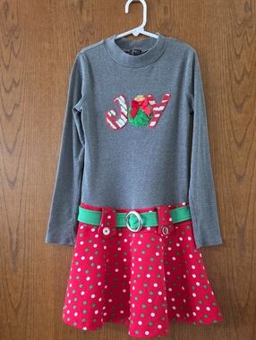Girls Pink & Violet Brand Size 10/12 Holiday 'Joy' Dress with Polka Dot Skirt